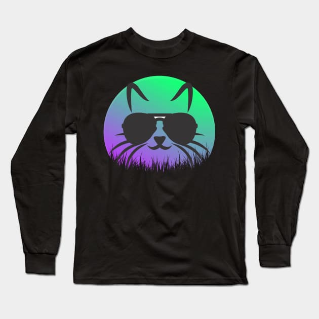 Cool Cat In Shades Long Sleeve T-Shirt by RockReflections